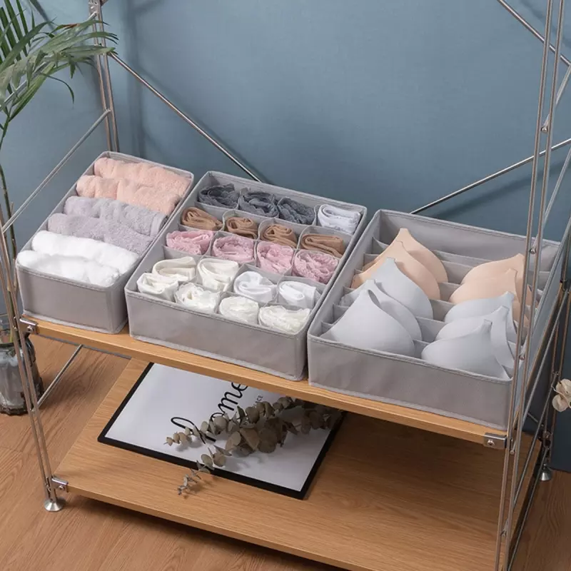 Casa si Gradina - Mobilier - Organizare si depozitare - Organizatoare pentru sertare si dulapuri - Set Organizator de sertar, 3 piese, Gonga® Gri - Infinity.ro