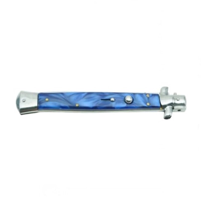 Sport si Outdoor - Camping - Cutite, bricege si accesorii - Cutite si bricege - Set doua bricege automat stiletto, Italian Blade, otel inoxidabil, husa inclusa, argintiu si albastru, 33 cm - Infinity.ro