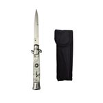 Sport si Outdoor - Camping - Cutite, bricege si accesorii - Cutite si bricege - Set doua bricege automat stiletto, Italian Blade, otel inoxidabil, husa inclusa, argintiu si albastru, 33 cm - Infinity.ro