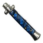 Sport si Outdoor - Camping - Cutite, bricege si accesorii - Cutite si bricege - Set doua bricege automat stiletto, Italian Blade, otel inoxidabil, husa inclusa, argintiu si albastru, 33 cm - Infinity.ro