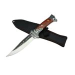 Sport si Outdoor - Camping - Cutite, bricege si accesorii - Cutite si bricege - Cutit de vanatoare, design gravat, maner lemn, 28 cm, maro - Infinity.ro