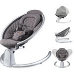 Casa si Gradina - Mobilier - Mobilier copii - Balansoare, leagane si hamace - Leagan Electric multifunctional, Bebelusi 0-12 luni, Acoperis rabatabil, Plasa tantari, Bluetooth, Gri, WePro Store - Infinity.ro