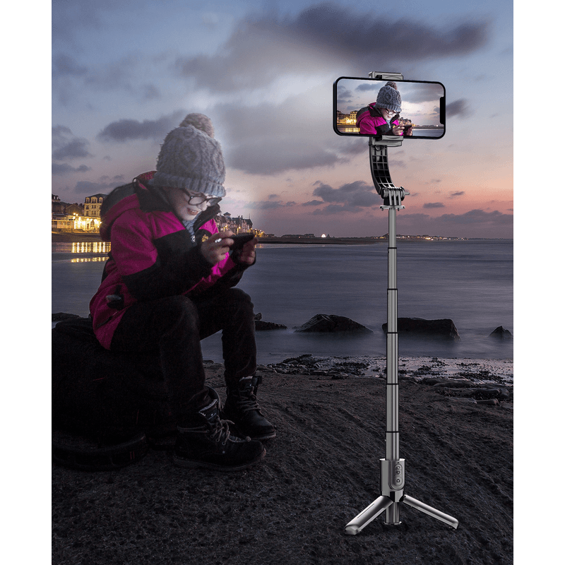 Laptop, Telefoane si Tablete - Telefoane mobile si accesorii - Accesorii Telefoane - Selfie stick-uri - Selfie Stick cu Stabilizator, LED, Telecomanda Bluetooth, iOS/Android, OBRALIX® - Infinity.ro