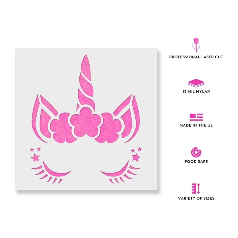 Casa si Gradina - Decoratiuni - DIY - Sabloane decorative pereti - Sablon Perete vopsire, tencuiala 0.7mm Cap de Unicorn model MXSP7432, 300 x 300 mm - Infinity.ro