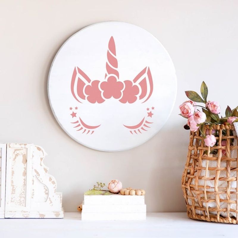 Casa si Gradina - Decoratiuni - DIY - Sabloane decorative pereti - Sablon Perete vopsire, tencuiala 0.7mm Cap de Unicorn model MXSP7432, 300 x 300 mm - Infinity.ro