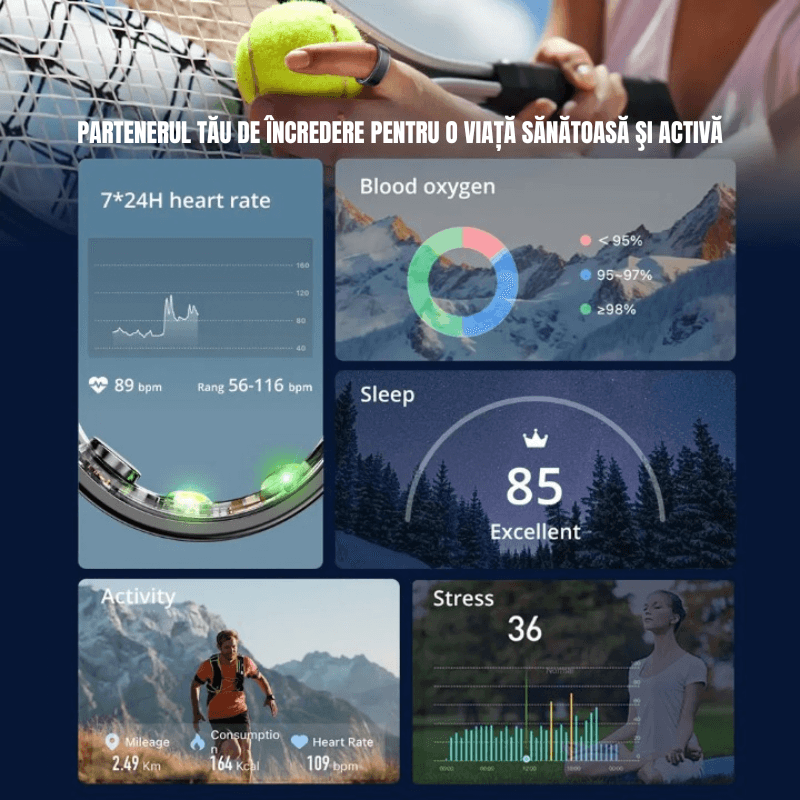 Laptop, Telefoane si Tablete - Wearables si gadgeturi - Gadgeturi - Accesorii SMART - Inel Inteligent Seezesol Solution™,Bluetooth, Aplicatie QRing, Cutie Incarcare Wireless, 5 ATM, IP68, Marime 11, D 20.6 mm - Infinity.ro