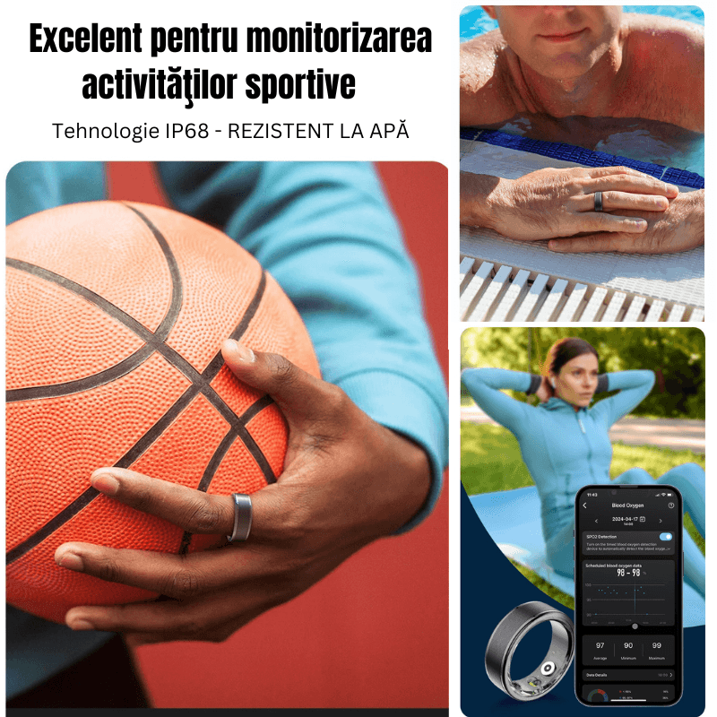 Laptop, Telefoane si Tablete - Wearables si gadgeturi - Gadgeturi - Accesorii SMART - Inel Inteligent Seezesol Solution™,Bluetooth, Aplicatie QRing, Cutie Incarcare Wireless, 5 ATM, IP68, Marime 11, D 20.6 mm - Infinity.ro