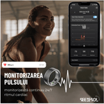 Laptop, Telefoane si Tablete - Wearables si gadgeturi - Gadgeturi - Accesorii SMART - Inel Inteligent Seezesol Solution™,Bluetooth, Aplicatie QRing, Cutie Incarcare Wireless, 5 ATM, IP68, Marime 11, D 20.6 mm - Infinity.ro