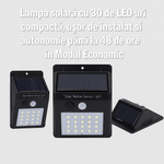 Casa si Gradina - Corpuri si surse de iluminat - Iluminat exterior - Lampi solare - Lampa Solara Exterior, 3 Moduri Iluminare, Senzor Miscare, IP65, Iluminare puternica, Montaj Usor - Infinity.ro