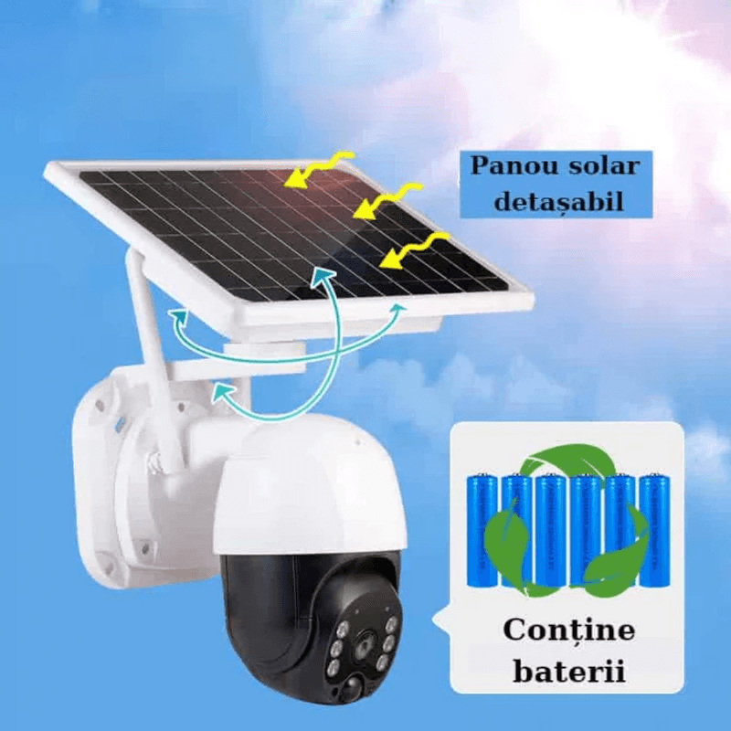 Casa si Gradina - Electrice - Smart Home - Camere de supraveghere - Camera de Securitate cu Panou Solar, 4G, Full HD, 5 MP, Rotire 360°, IP66, Viziune Nocturna si Detectare Miscare - Infinity.ro
