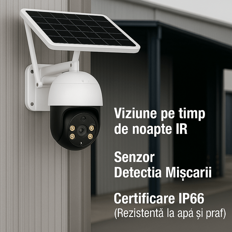 Casa si Gradina - Electrice - Smart Home - Camere de supraveghere - Camera de Securitate cu Panou Solar, 4G, Full HD, 5 MP, Rotire 360°, IP66, Viziune Nocturna si Detectare Miscare - Infinity.ro