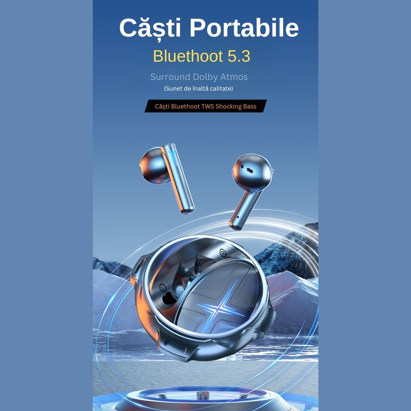TV, Audio-Video si Foto - Portabile audio - Casti audio - Casti Wireless audio, Control prin atingere, Incarcare USB Type-C, Sunet Surround Dolby Atmos, IPX4, Argintiu - Infinity.ro