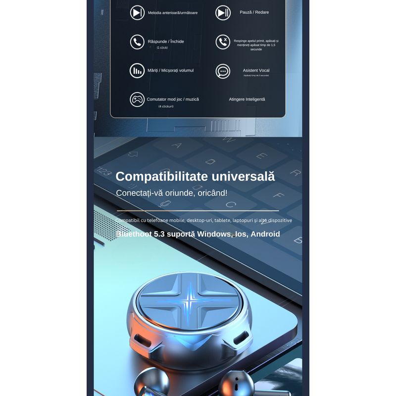 TV, Audio-Video si Foto - Portabile audio - Casti audio - Casti Wireless audio, Control prin atingere, Incarcare USB Type-C, Sunet Surround Dolby Atmos, IPX4, Argintiu - Infinity.ro