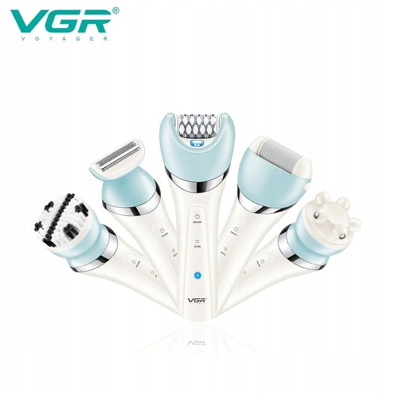 Ingrijire personala si Cosmetice - Aparate & accesorii ingrijire personala - Epilatoare si accesorii - Epilatoare - Epilator VGR V-703, 5 in 1, Pentru Picioare, corp, bikini, axile,  waterproof IPX 4, acumulator 1400mAh - Infinity.ro