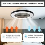 Casa si Gradina - Corpuri si surse de iluminat - Plafoniere, aplice si spoturi - Plafoniera LED cu Ventilator, Lumina Reglabila 2900k-6500k, 2520Lumeni, Diametru 52cm, Putere 36+36W - Infinity.ro