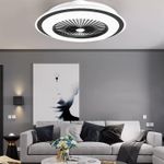 Casa si Gradina - Corpuri si surse de iluminat - Plafoniere, aplice si spoturi - Plafoniera LED cu Ventilator, Lumina Reglabila 2900k-6500k, 2520Lumeni, Diametru 52cm, Putere 36+36W - Infinity.ro