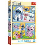 Jucarii, Copii si Bebe - Jucarii si jocuri - Jocuri si puzzle - Puzzle - Puzzle trefl 2x70 stitch nu exista plictiseala cu stitch - Infinity.ro