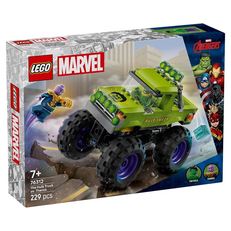 Jucarii, Copii si Bebe - Jucarii si jocuri - Seturi de constructie si cuburi - Seturi de constructie - Lego super heroes hulk in vehicul de teren contra lui thanos 76312 - Infinity.ro