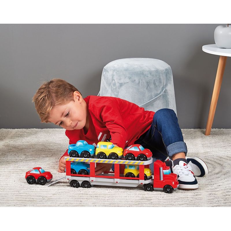 Jucarii, Copii si Bebe - Jucarii si jocuri - Seturi de constructie si cuburi - Seturi de constructie - Ecoiffier abrick transportator auto platforma - Infinity.ro