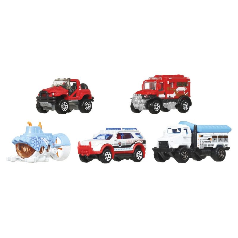 Jucarii, Copii si Bebe - Jucarii si jocuri - Vehicule si jucarii cu telecomanda - Masinute - Matchbox set 5 masinute metalice mbx marine rescue scara 1:64 - Infinity.ro