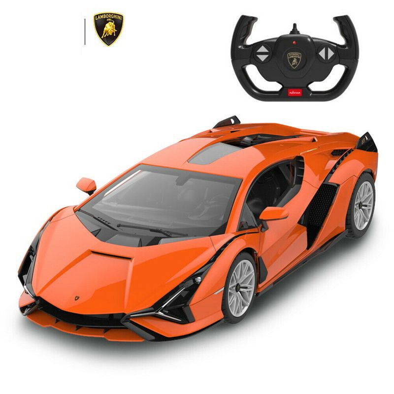 Jucarii, Copii si Bebe - Jucarii si jocuri - Vehicule si jucarii cu telecomanda - Masinute - Masina cu telecomanda lamborghini sian portocaliu cu scara 1 la 14 - Infinity.ro