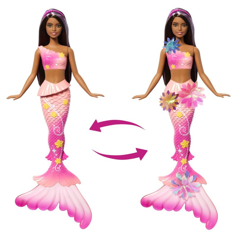 Jucarii, Copii si Bebe - Jucarii si jocuri - Papusi si accesorii - Papusi - Barbie papusa sirena floarea magica cu par brunet si coada roz - Infinity.ro