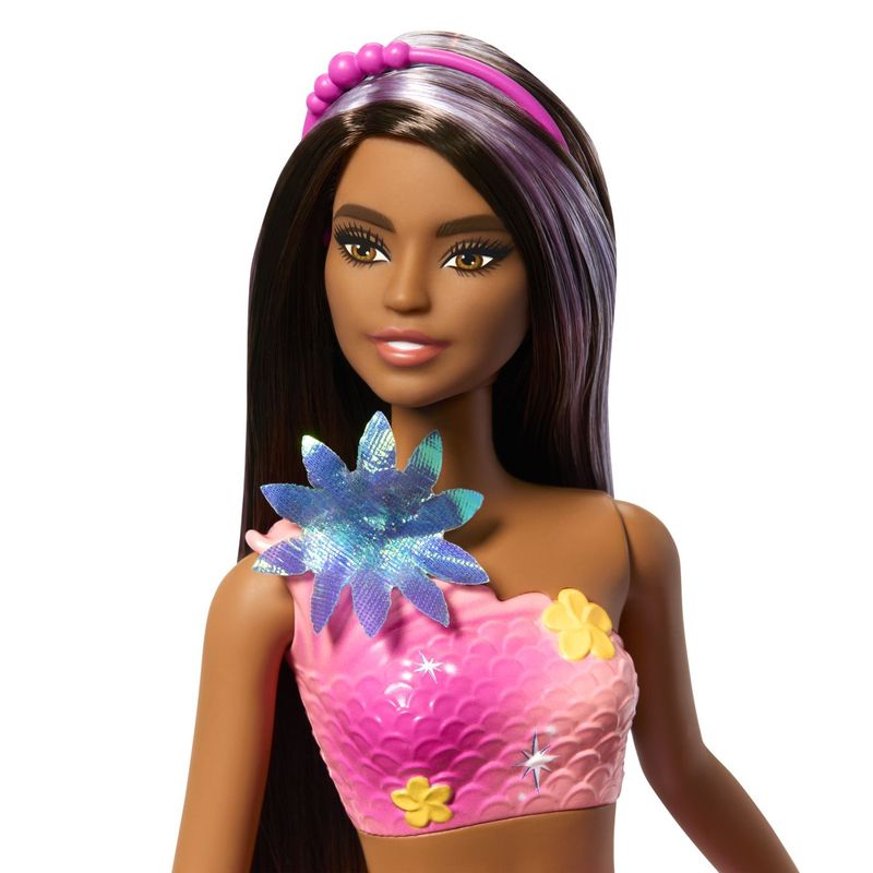 Jucarii, Copii si Bebe - Jucarii si jocuri - Papusi si accesorii - Papusi - Barbie papusa sirena floarea magica cu par brunet si coada roz - Infinity.ro