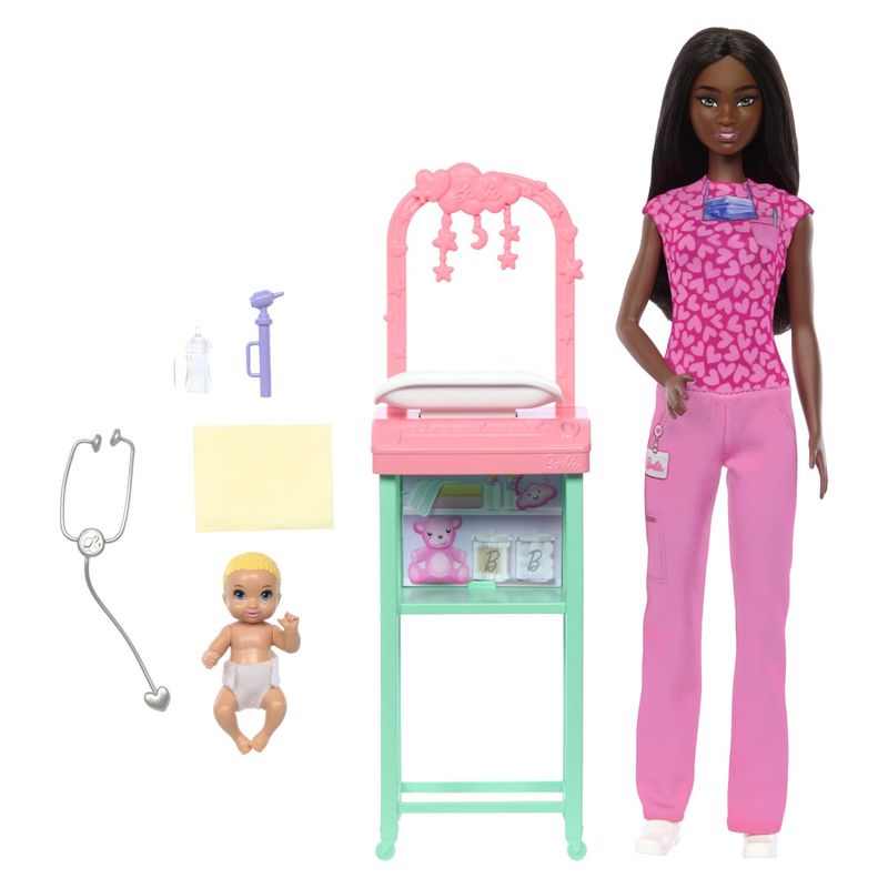 Jucarii, Copii si Bebe - Jucarii si jocuri - Papusi si accesorii - Papusi - Barbie set de joaca papusa barbie bruneta face cariera pediatru - Infinity.ro