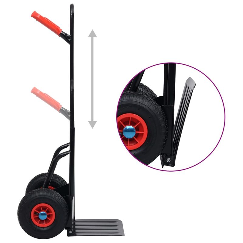 Casa si Gradina - Constructii - Depozitare, transport si protectie - Accesorii echipamente pentru transport si ridicat - Carucior telescopic manual, 200 kg, negru si rosu - Infinity.ro