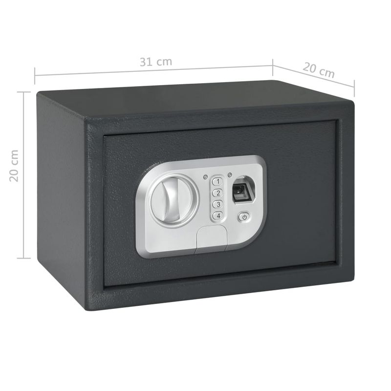 Casa si Gradina - Constructii - Depozitare, transport si protectie - Seifuri si casete de valori - Seif digital cu amprenta, gri inchis, 31 x 20 x 20 cm - Infinity.ro