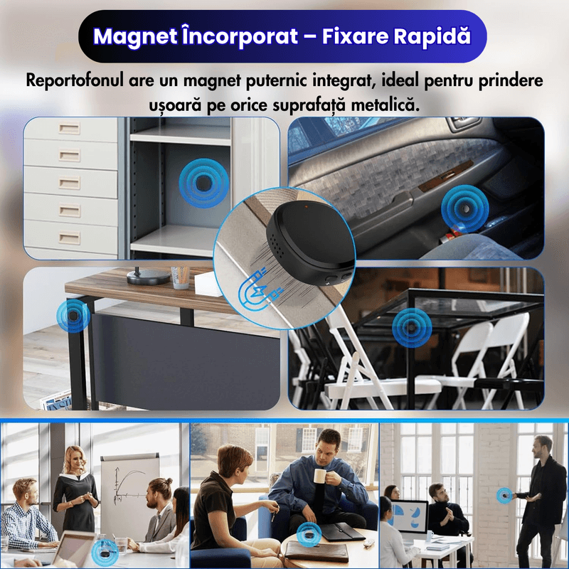 Produse digitale - Reportofon Spion CLC 16GB Negru, activare vocala, magnet, redare instant, autonomie 200h, compatibil iPhone Android - Infinity.ro