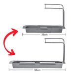 Casa si Gradina - Sanitare - Suporturi si accesorii baie - Suporturi baie - Suport organizator chiuveta, model extensibil, dimensiuni 36-50x 8.5 x 27 cm, culoare gri, material plastic - Infinity.ro