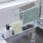 Casa si Gradina - Sanitare - Suporturi si accesorii baie - Suporturi baie - Suport organizator chiuveta, model extensibil, dimensiuni 36-50x 8.5 x 27 cm, culoare gri, material plastic - Infinity.ro