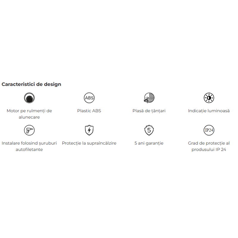 Casa si Gradina - Sanitare - Suporturi si accesorii baie - Sisteme de ventilatie - Ventilator baie VentEurope CLASSIC125, diametru 125 mm, debit 183 mc/h, 16W, IP24, silentios, economic, Alb - Infinity.ro