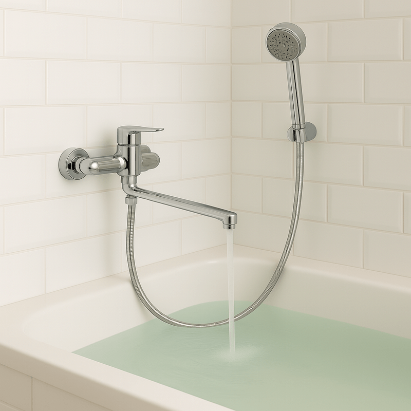 Casa si Gradina - Sanitare - Lavoar baie si accesorii - Baterii sanitare - Baterie de cada si lavoar cu dus Remer Rubinetterie Winner W49, aparent, comutator, para cu 3 functii, alama cromata - Infinity.ro