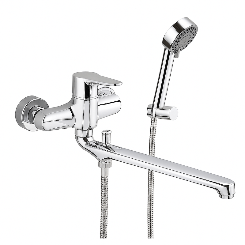 Casa si Gradina - Sanitare - Lavoar baie si accesorii - Baterii sanitare - Baterie de cada si lavoar cu dus Remer Rubinetterie Winner W49, aparent, comutator, para cu 3 functii, alama cromata - Infinity.ro