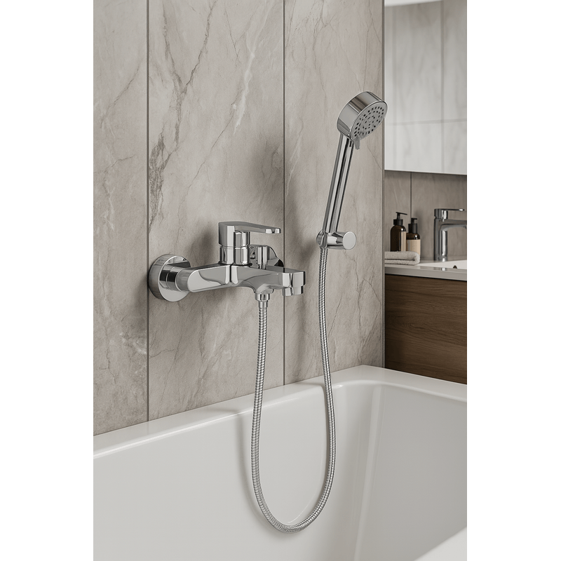 Casa si Gradina - Sanitare - Lavoar baie si accesorii - Baterii sanitare - Set baterie cada si dus Remer Rubinetterie Winner W02, monocomanda, cartus ceramic, montare rapida, 4 tipuri de jeturi - Infinity.ro