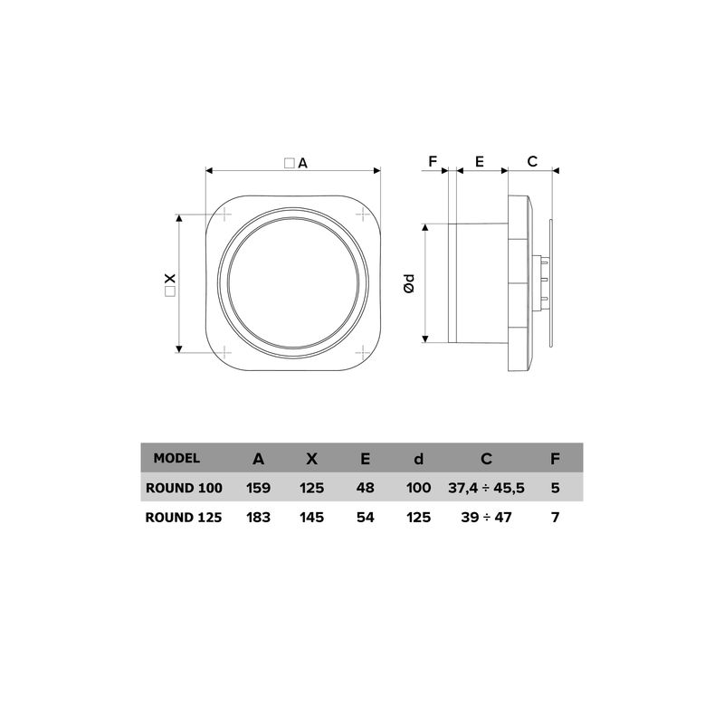 Casa si Gradina - Sanitare - Suporturi si accesorii baie - Sisteme de ventilatie - Ventilator baie VentEurope ROUND100, diametru 100 mm, debit 105 mc/h, IP24, 2 trepte, 17W silentios, flansa scurtata - Infinity.ro