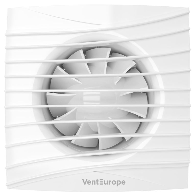 Casa si Gradina - Sanitare - Suporturi si accesorii baie - Sisteme de ventilatie - Ventilator baie VentEurope FANCY100BDHT, 100 mm, debit 90 mc/h, clapeta anti-retur, temporizator, senzor de umiditate - Infinity.ro