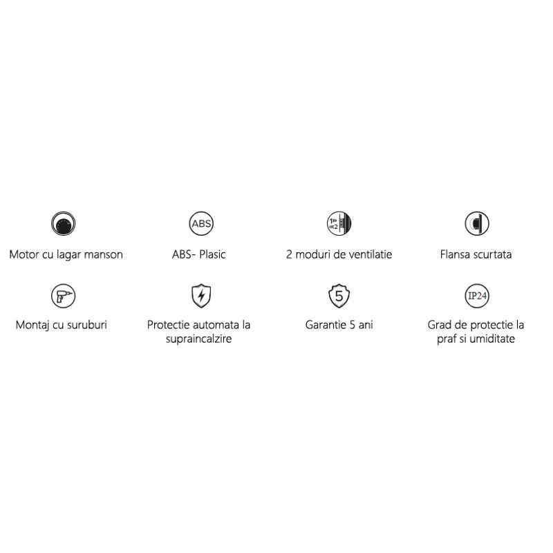 Casa si Gradina - Sanitare - Suporturi si accesorii baie - Sisteme de ventilatie - Ventilator baie VentEurope ROUND125, diametru 125 mm, debit 150 mc/h, IP24, 2 trepte, 17W silentios, economic - Infinity.ro