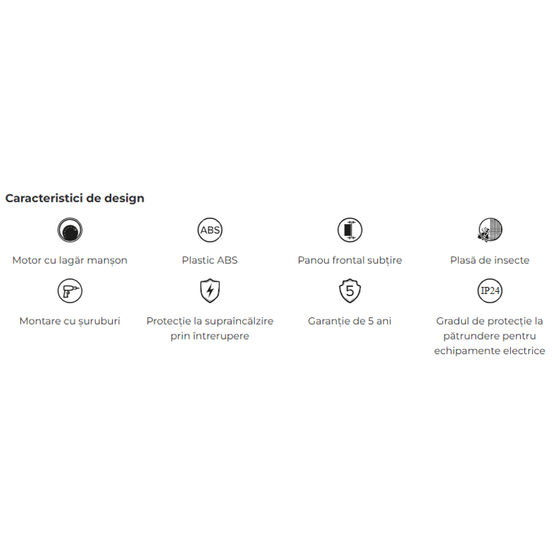 Casa si Gradina - Sanitare - Suporturi si accesorii baie - Sisteme de ventilatie - Ventilator baie VentEurope REFINED125, diametru 125 mm, plasa de insecte, debit 140 mc/h, IP24, 16W, silentios - Infinity.ro