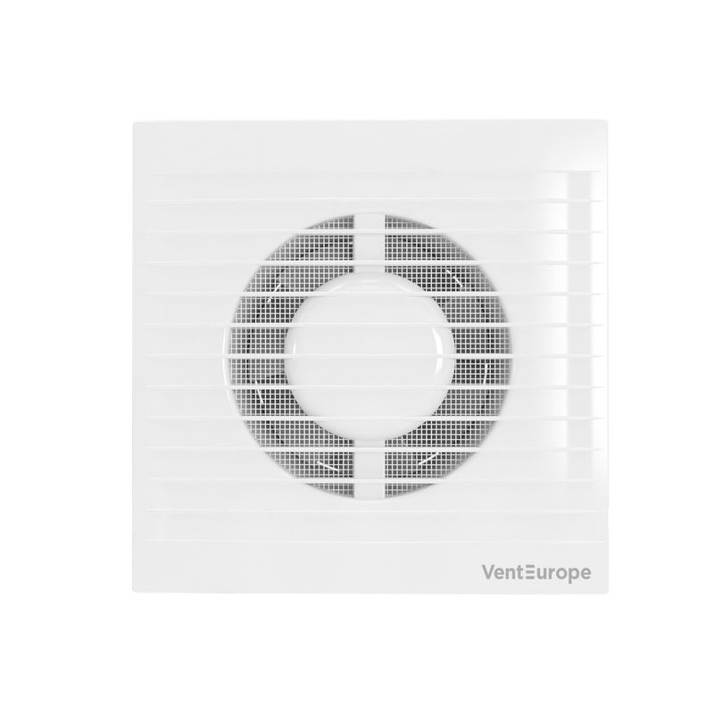Casa si Gradina - Sanitare - Suporturi si accesorii baie - Sisteme de ventilatie - Ventilator baie VentEurope REFINED125, diametru 125 mm, plasa de insecte, debit 140 mc/h, IP24, 16W, silentios - Infinity.ro