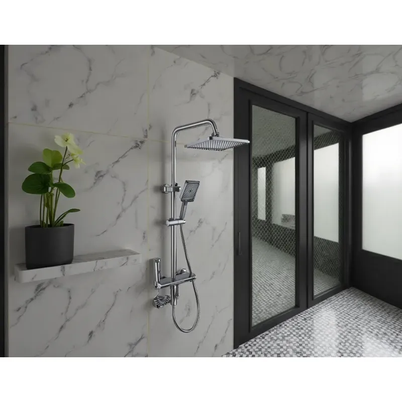 Casa si Gradina - Sanitare - Cazi si cabine de dus - Coloane si seturi de dus - Coloana de dus La Brocca BAS002, 4 functii, Display LCD, Montare rapida, Jet reglabil,functie ploaie, Functie bideu - Infinity.ro