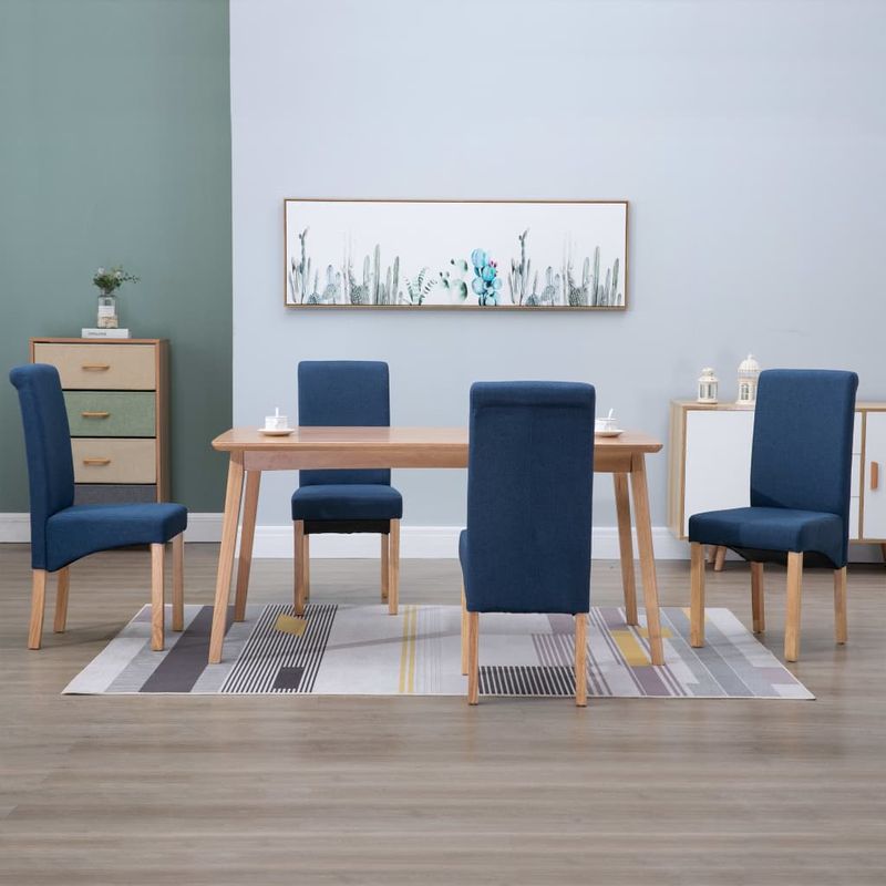 Casa si Gradina - Mobilier - Scaune si fotolii - Scaune - Scaune de bucatarie, 4 buc., albastru, material textil - Infinity.ro