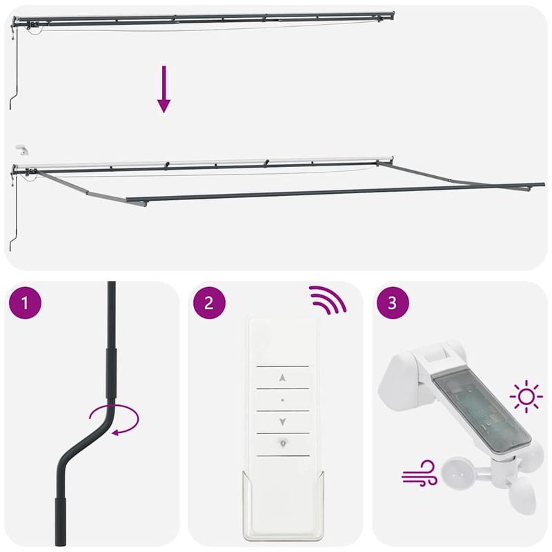 Casa si Gradina - Gradina si terasa - Umbrele si pavilioane - Pavilioane - Copertina cu Manual Antracit 6 × 3,5 m Metal - Infinity.ro