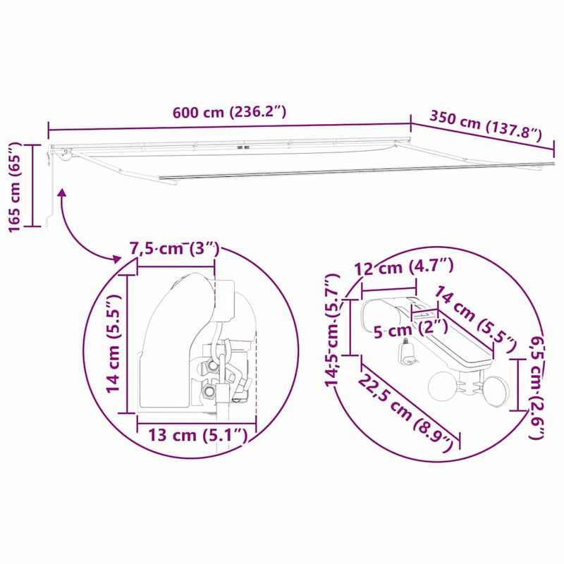 Casa si Gradina - Gradina si terasa - Umbrele si pavilioane - Pavilioane - Copertina cu Manual Antracit 6 × 3,5 m Metal - Infinity.ro