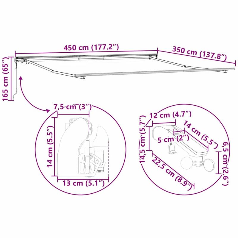 Casa si Gradina - Gradina si terasa - Umbrele si pavilioane - Umbrele - Copertina cu Manual Alb 4,5 × 3,5 m Metal - Infinity.ro