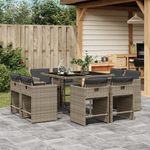 Casa si Gradina - Gradina si terasa - Mobilier exterior - Seturi mobila gradina - Set mobilier gradina cu perne, 9 piese, gri, poliratan - Infinity.ro