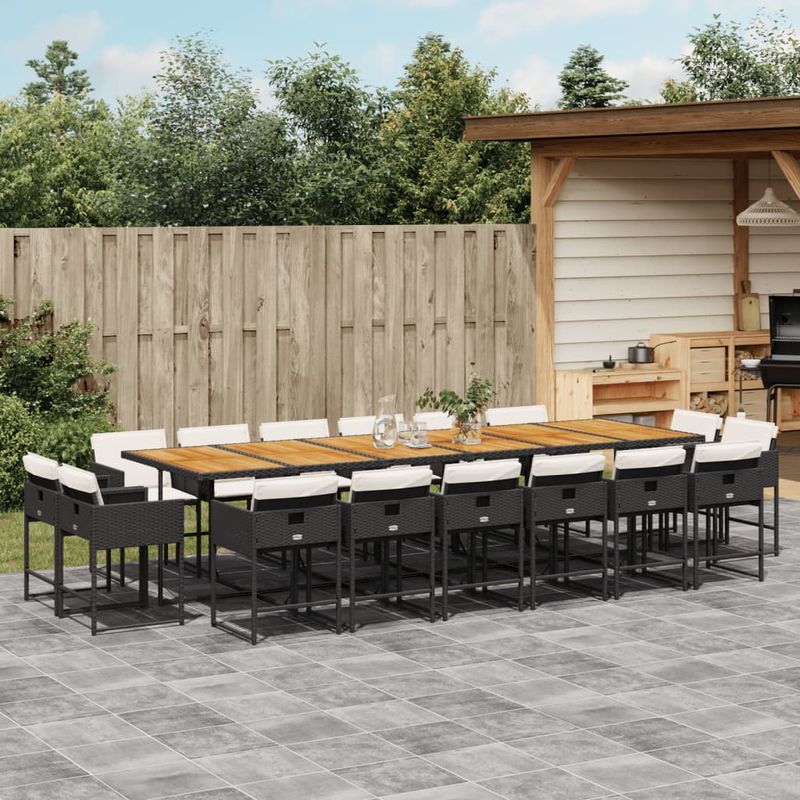 Casa si Gradina - Gradina si terasa - Mobilier exterior - Seturi mobila gradina - Set mobilier de gradina cu perne, 17 piese, negru, poliratan - Infinity.ro