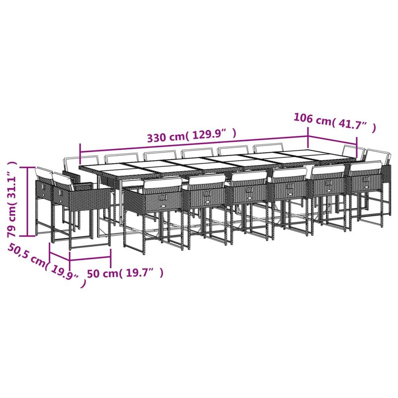 Casa si Gradina - Gradina si terasa - Mobilier exterior - Seturi mobila gradina - Set mobilier de gradina cu perne, 17 piese, negru, poliratan - Infinity.ro